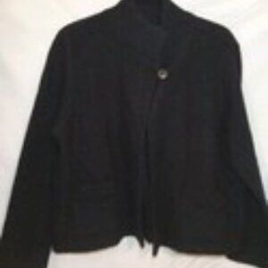 Kate Hill Petite Sweater Jacket Sz. PL 100% Wool One Button With Sleeves